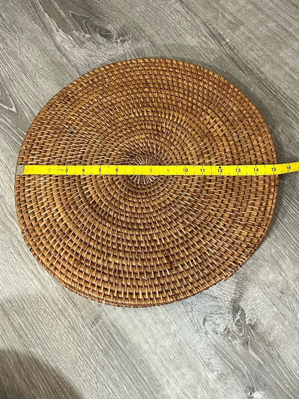 Pier 1 One Imports Brown Rattan Wooden Basket and 4 Round Table Placemats